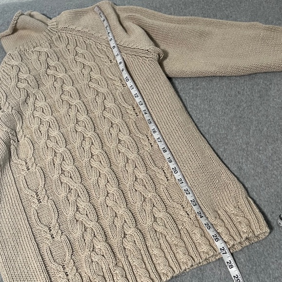 Vintage Rolled Turtleneck Sweater Womens Small Cable Knit Fisherman Preppy A… - Picture 4 of 9